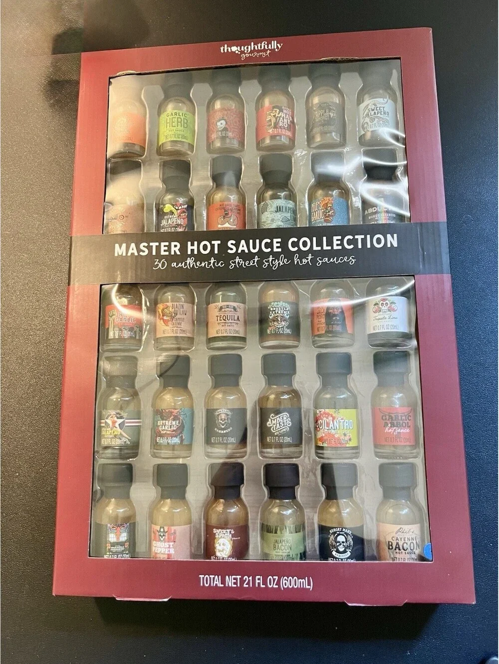 NIB Thoughtfully Gourmet Master Hot Sauce Collection Set Of 30 Mini Bottles